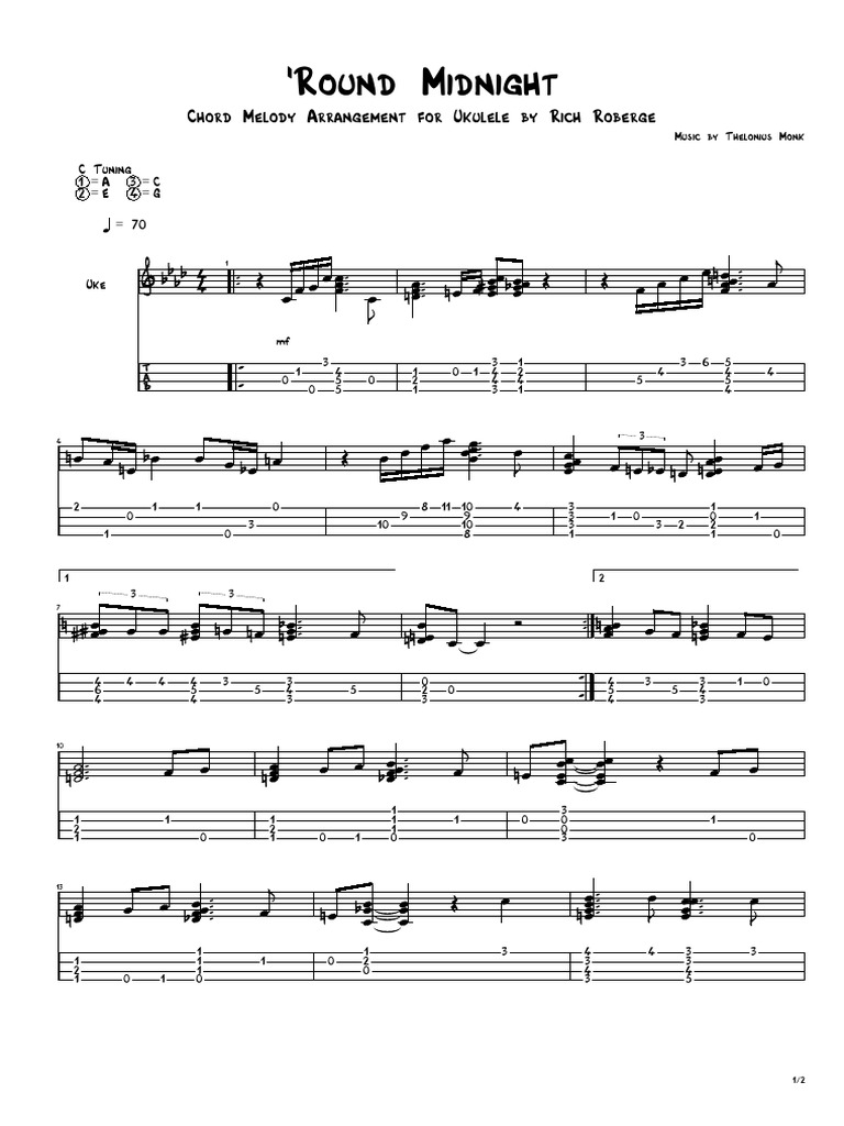 Round Midnight Uke Chord Melody Gaiaphones Guitar Family Instruments