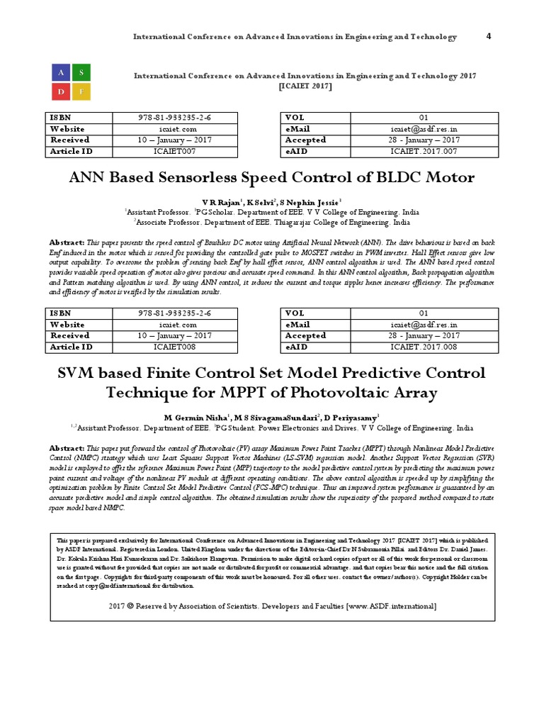 ANN Based Sensorless Speed Control of BLDC Motor | PDF | Power ...