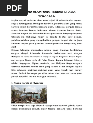 Bencana Alam Yang Terjadi Di Asia Tenggara Pdf