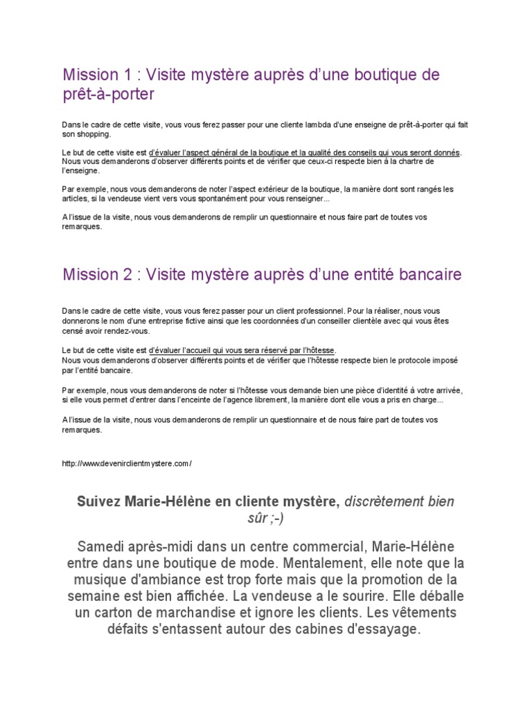Comprendre Le Role Du Client Mystère | PDF | Business | Science