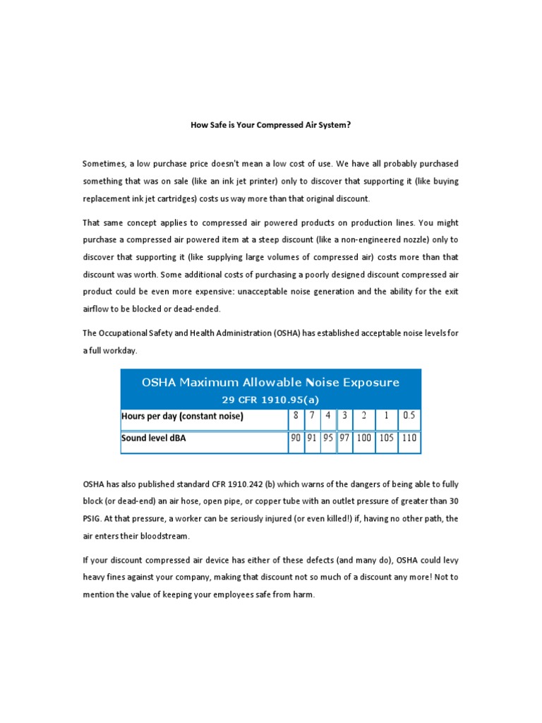 Compressed Air System Safety Risks | PDF | Computers | Technology ...