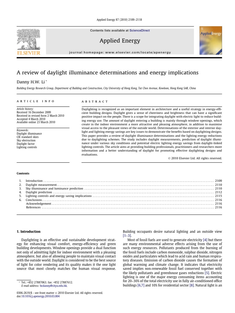 Daylight Illuminance and Energy Savings | PDF | Lighting | Sky