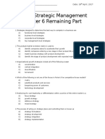 Quiz 4 Strategic Management Chapter 6 Remaining Part