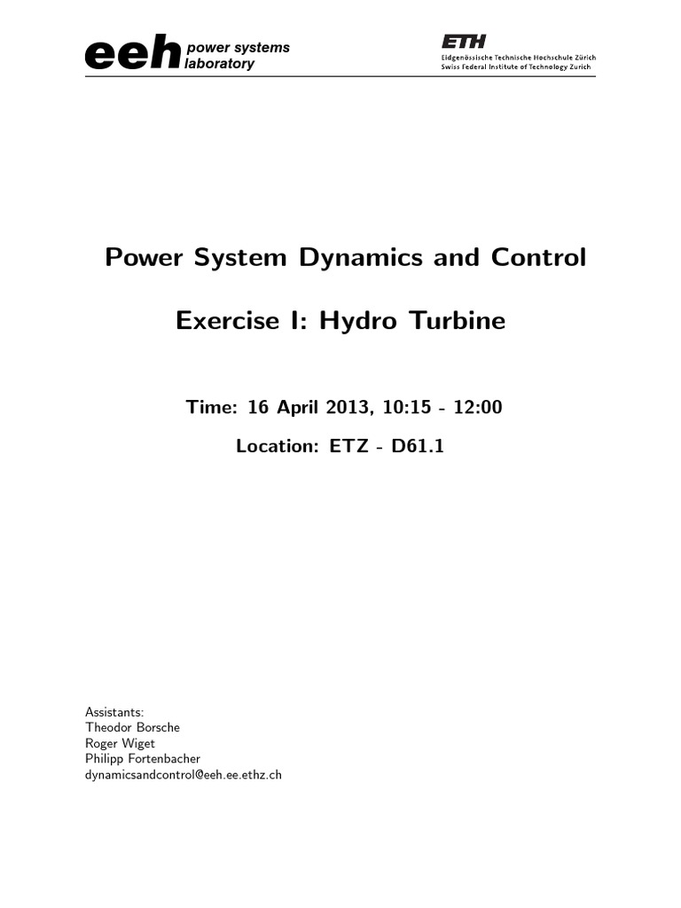Hydro Turbine Dynamics Simulation Exercise | PDF | Steady State ...