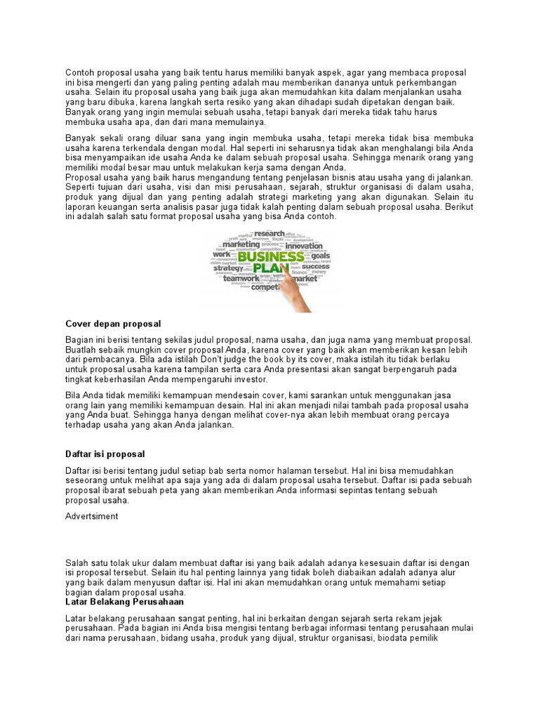 Contoh Daftar Isi Proposal Usaha Aneka Macam Contoh