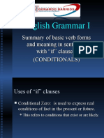 English Grammar I: Summary of Basic Verb Forms and Meaning in Sentences With "If" Clauses. (Conditionals)
