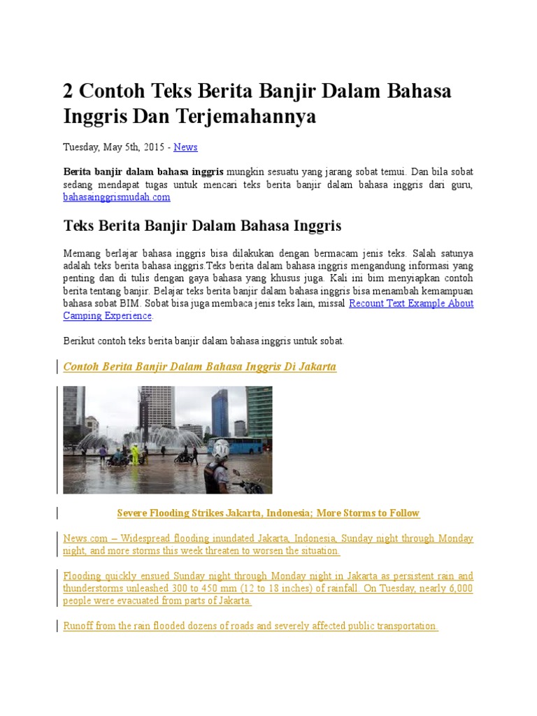 Report Text About Banjir