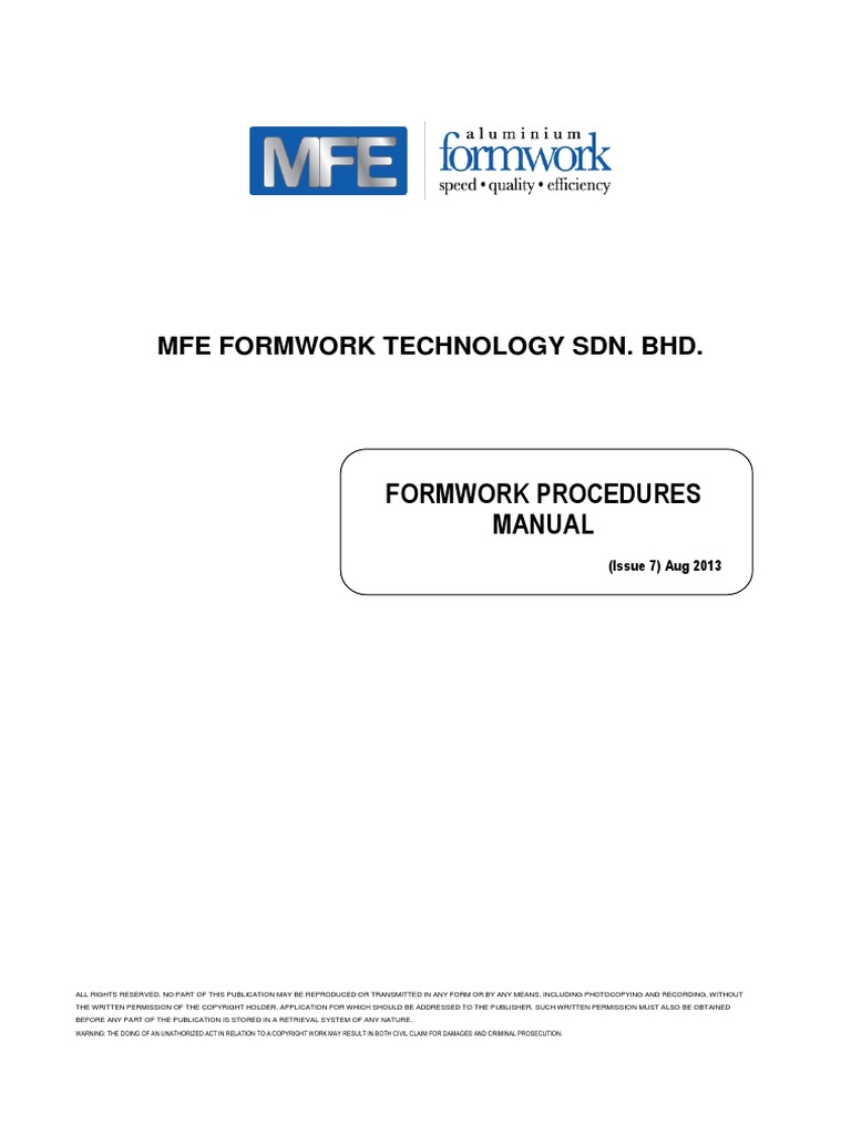 IND Formwork Procedures Aug-13 Issue-7 | PDF | Scaffolding | Surveying