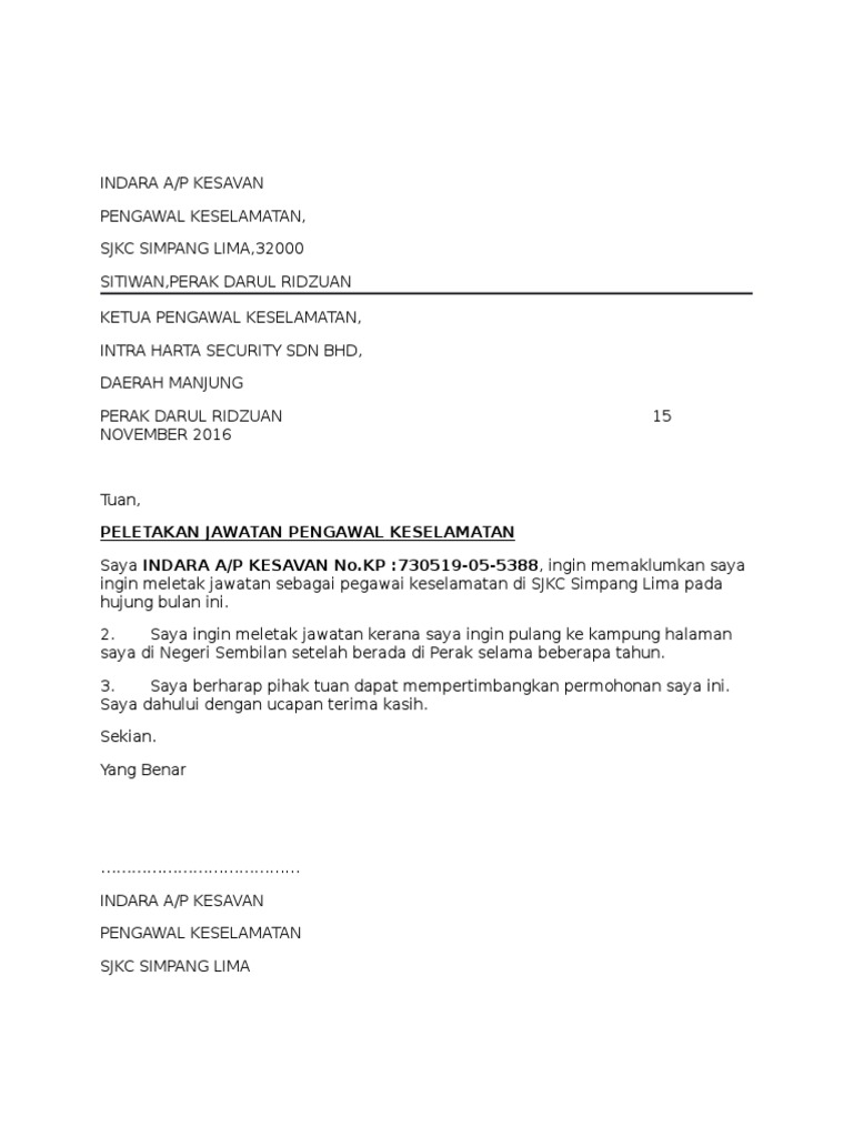 Letak Jawatan Pdf