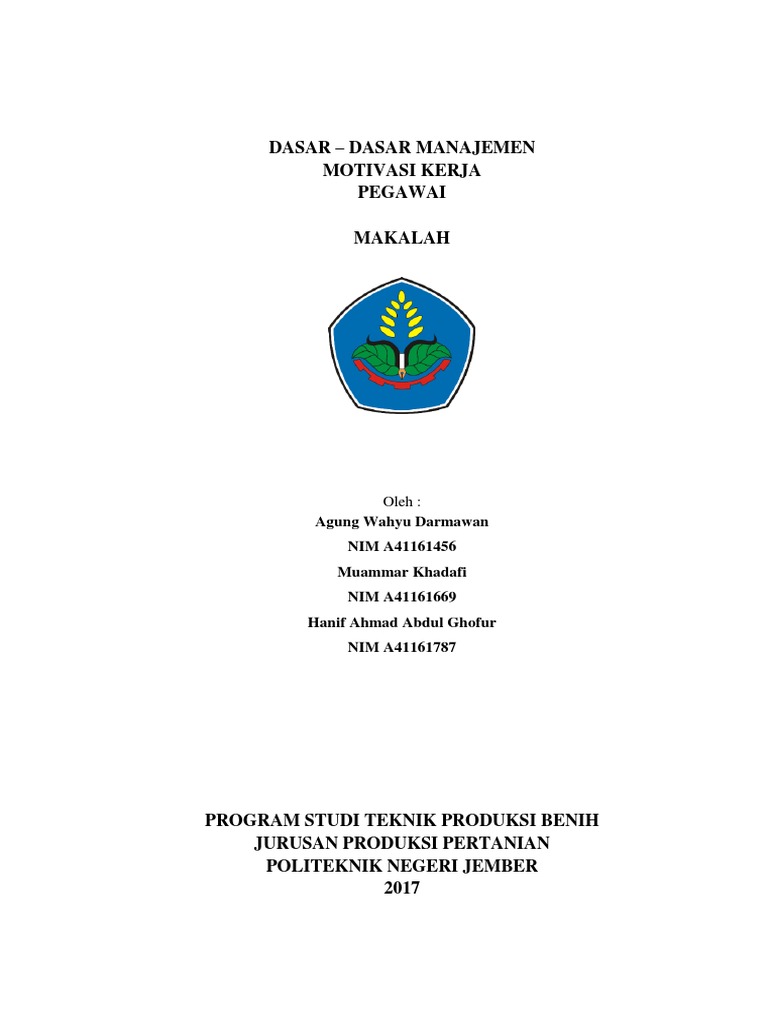 Contoh Makalah Motivasi Kerja