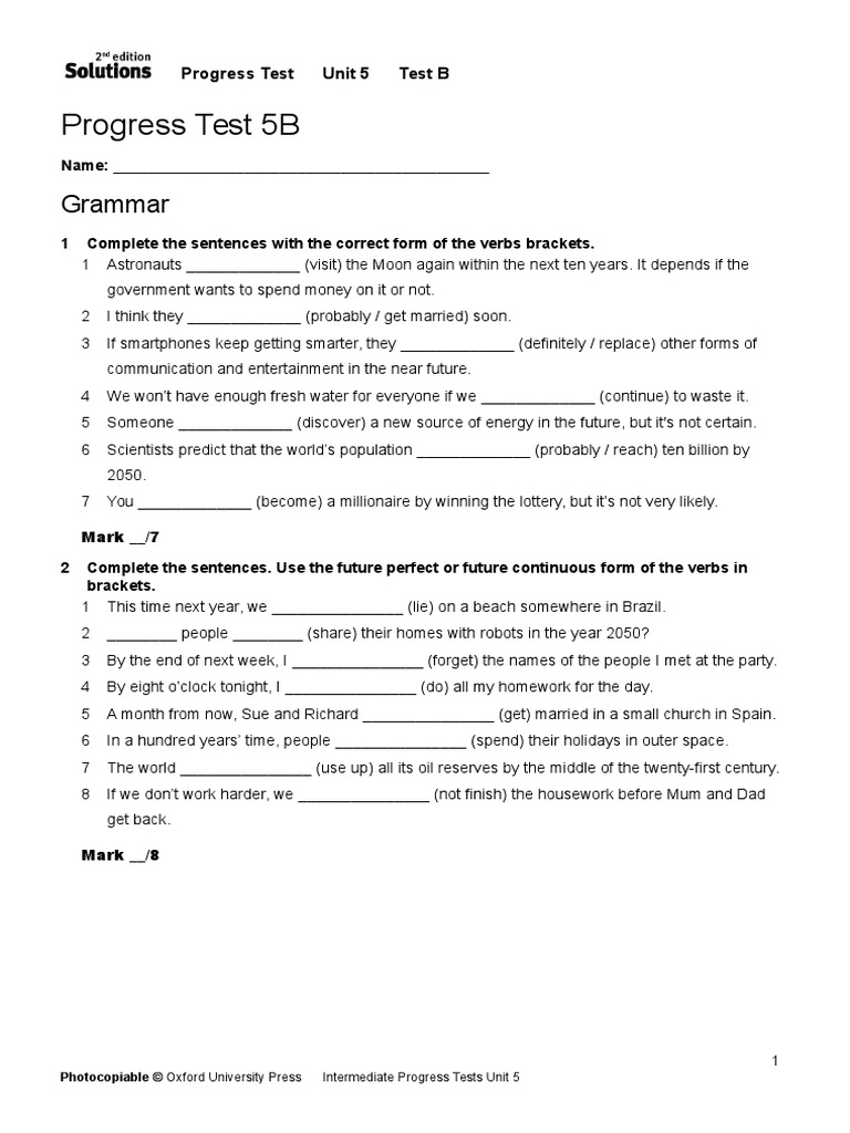 Sol2e Int Progress Test 05b Earth Languages