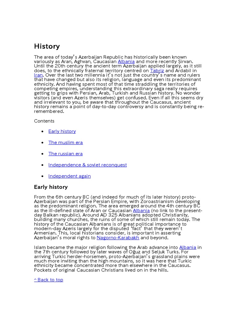 History Of Azerbaijan Pdf Azerbaijan Caucasus