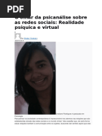 O Olhar Da Psicanálise Sobre as Redes Sociais