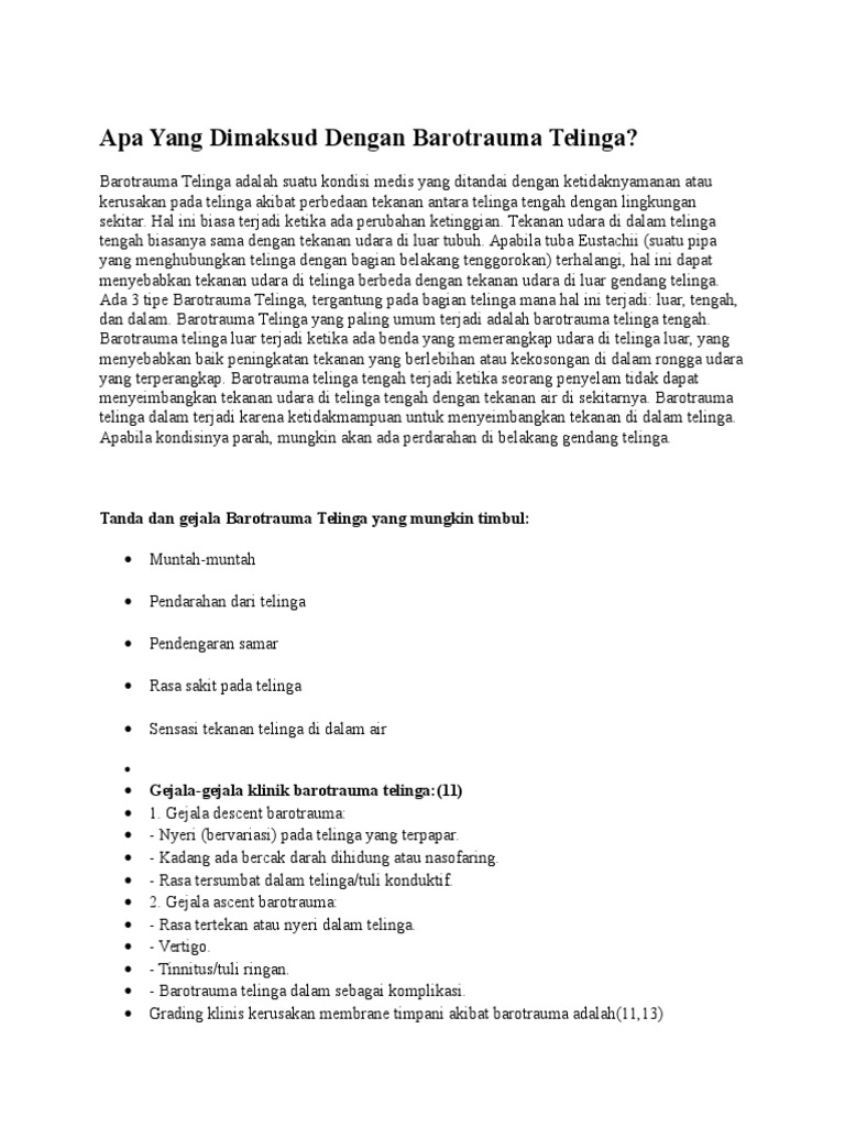 Askep Barotrauma Telinga | PDF