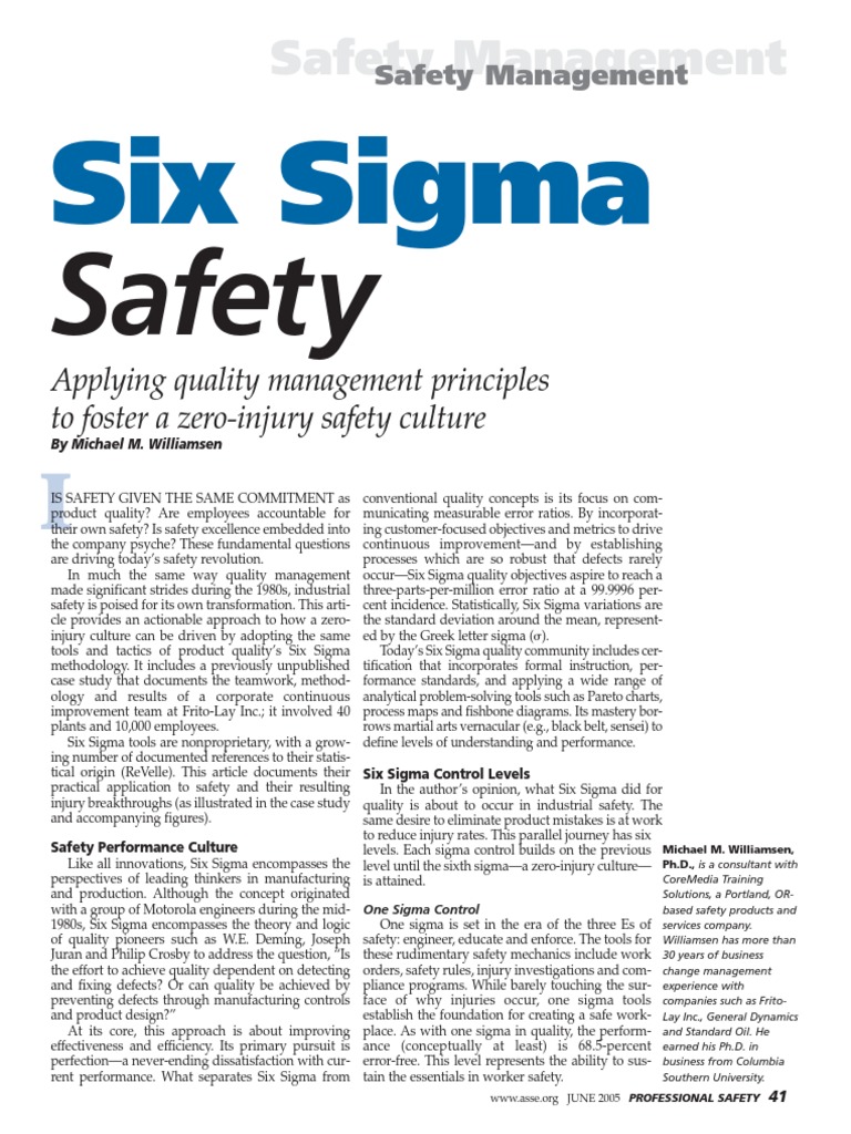 Six Sigma for Zero-Injury Safety | PDF | Six Sigma | Safety