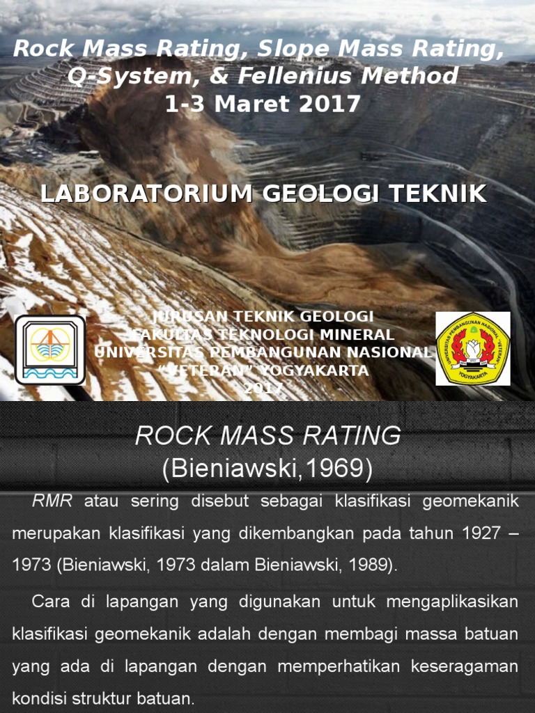 Klasifikasi Geomekanik RMR dan SMR | PDF | Teknologi & Rekayasa