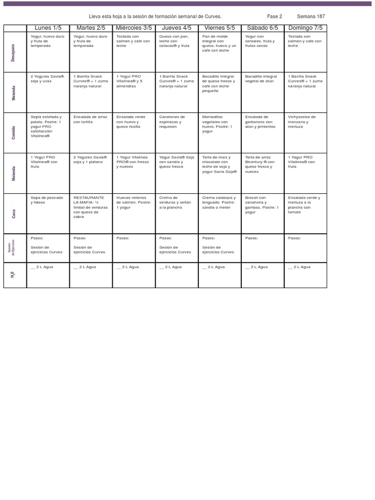 Curves Complete - Mayo 1 | PDF | Postres | ensalada