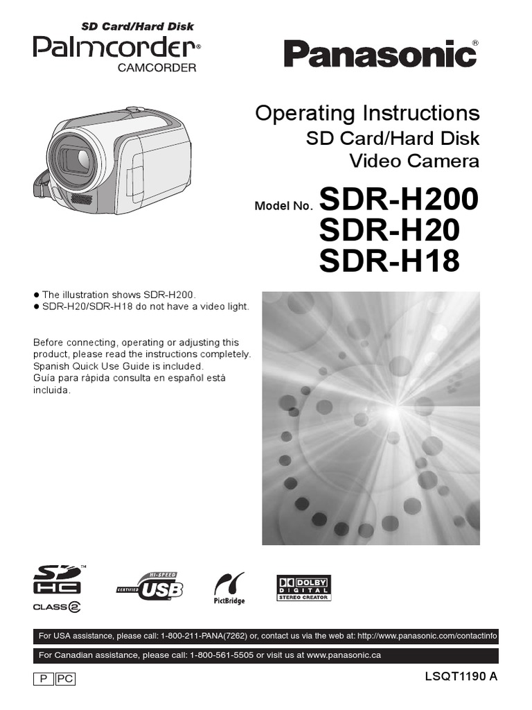 SDR-H200 SDR-H20 SDR-H18: Operating Instructions | PDF | Ac Power Plugs ...