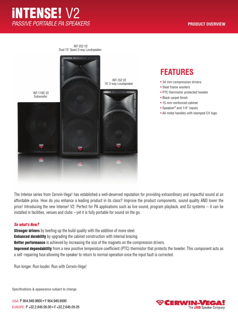 cerwin vega intense 252