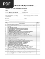 Alam Maritim (M) SDN BHD: Appendix 3.1 - Fuel Oil Bunker Checklist