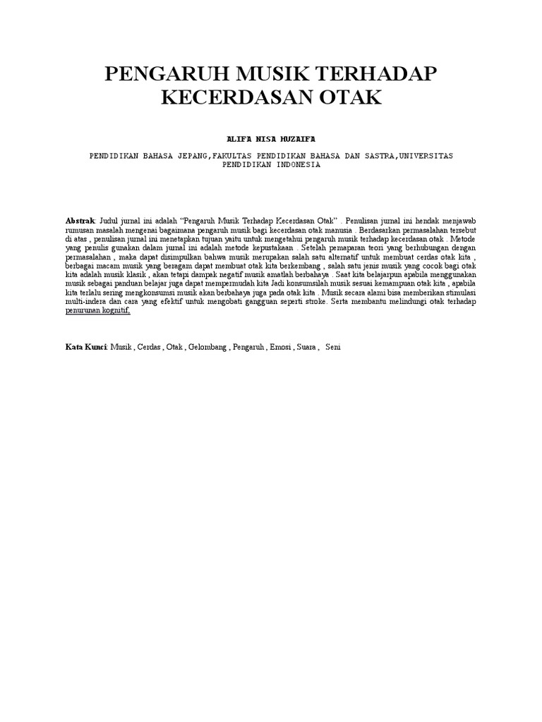 Jurnal Pengaruh Musik Terhadap Kecerdasan Otak Denny Pdf