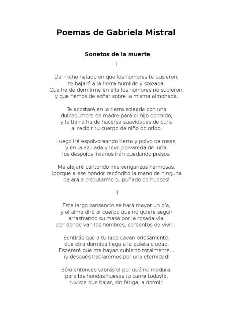 Poemas De Gabriela Mistral Pdf
