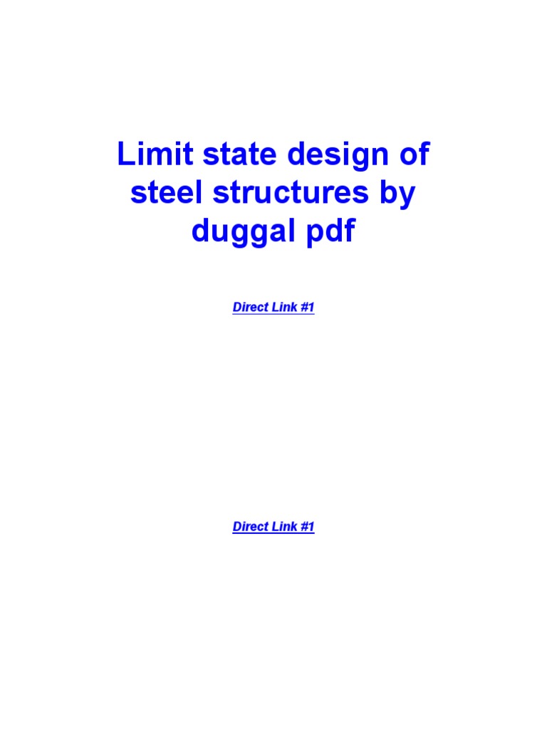 Limit State Design of Steel Structures by Duggal PDF Microsoft