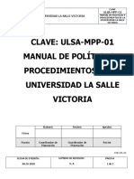 Manual de Políticas y Procedimientos Universidd de La Salle Victoria