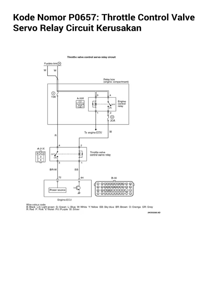 Kode Nomor P0657 Throttle Control Valve Servo Relay Circuit Kerusakan | PDF