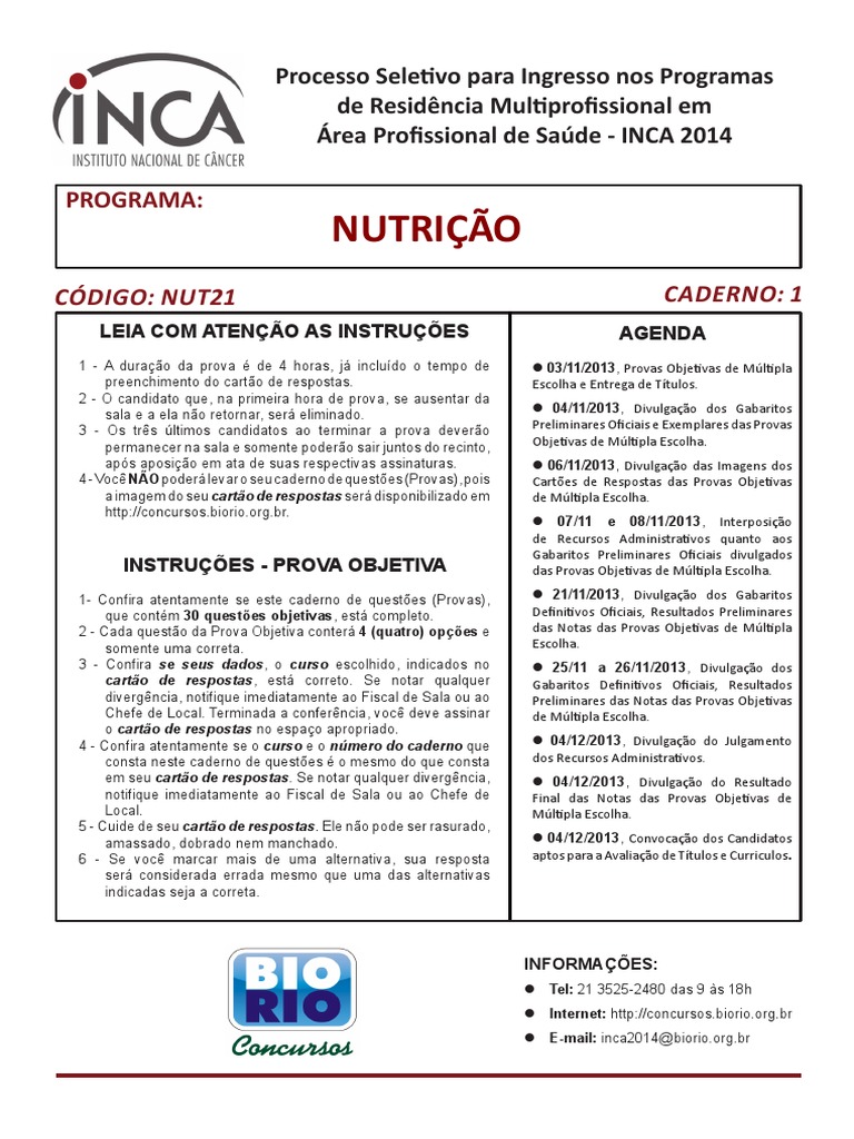 Prova de Concurso Nutrição PDF Proteínas Especialidades médicas
