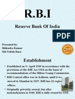 Reserve Bank of India: Presented By: Shilendra Kumar MD - Tabish Raza