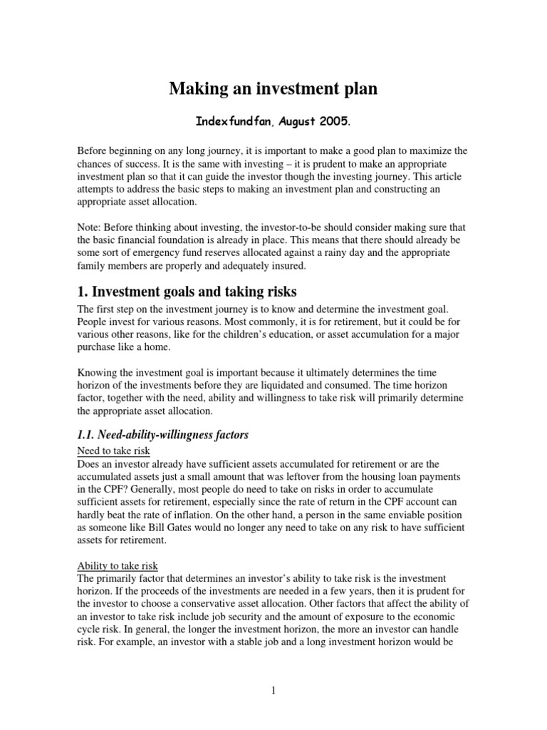 Making An Investment Plan PDF | PDF | Asset Allocation | Investor