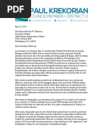 2017-05-23 Krekorian Letter to Rex Tillerson Re Turkey