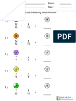 Fractions Subtracting Simple Visual