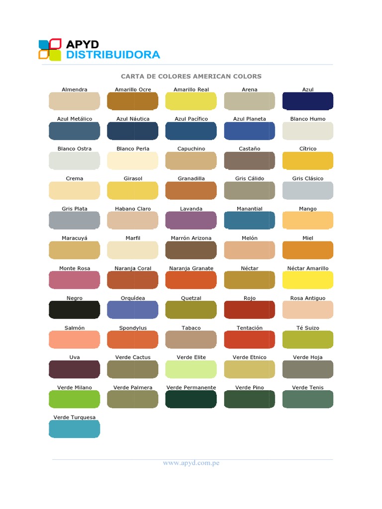 Carta de Colores American Colors | PDF | Verde | Hojas de estilo en cascada