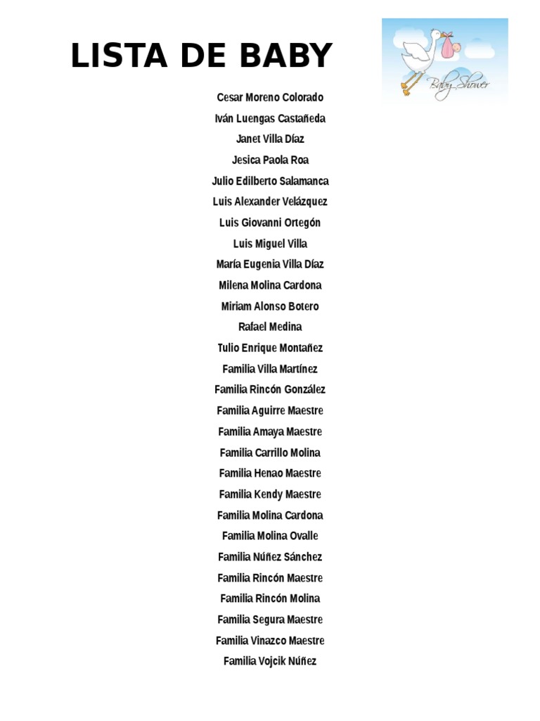 Lista Baby Shower PDF