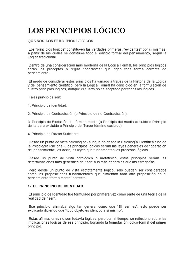 Los Principios Lógicos PDF Principio Lógica