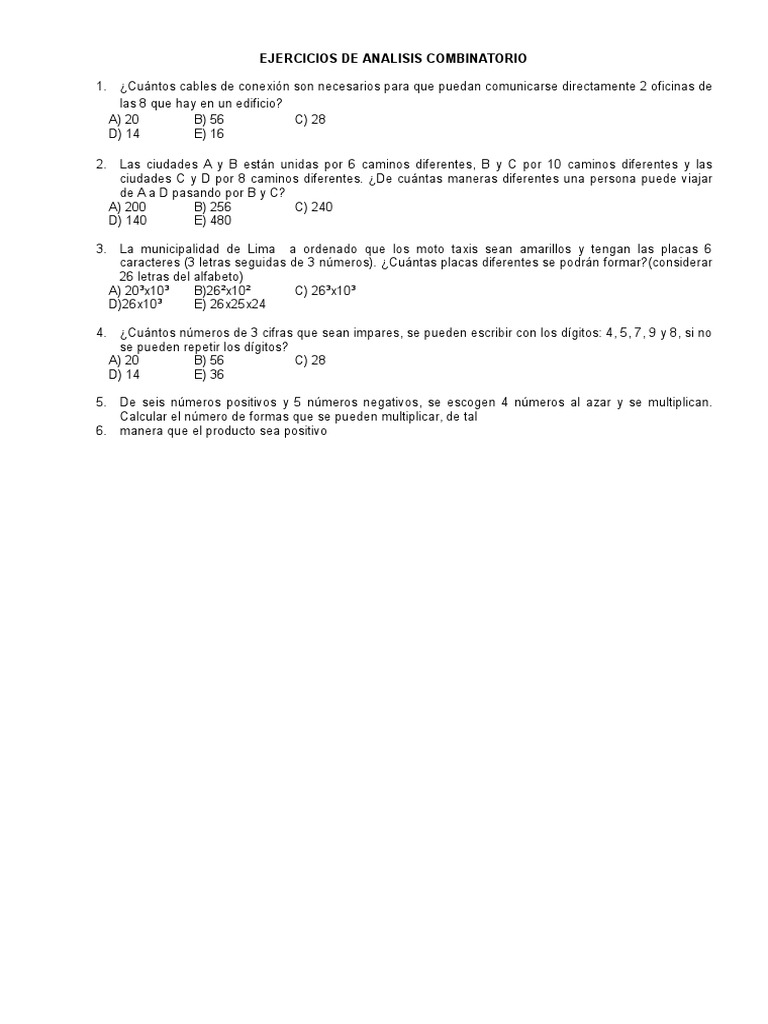 Ejercicios de Análisis Combinatorio | PDF | Codificaciones | Lexicología