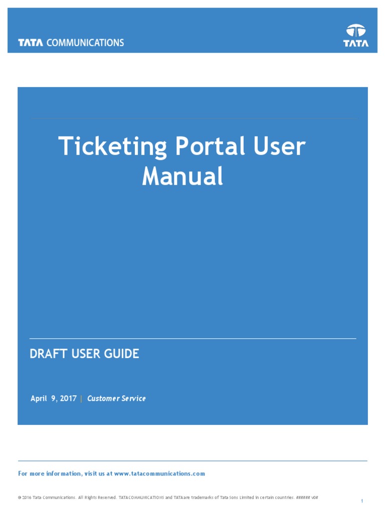 Tata Communications Ticketing Portal User Manual - Release 9APR17 - v1 ...