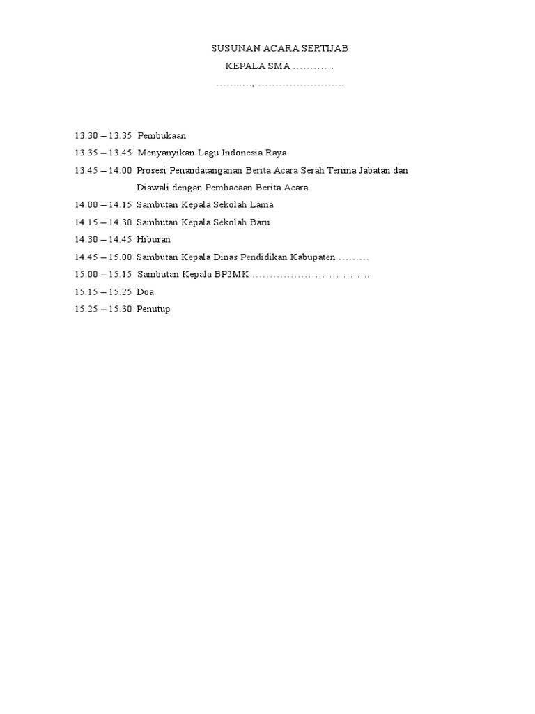 Naskah Pembawa Acara Serah Terima Jabatan Kepala Sekolah Kumpulan Referensi Teks Pidato