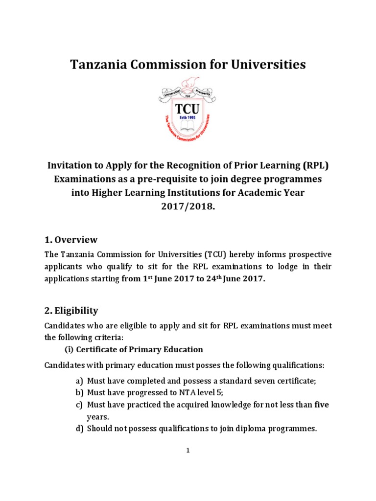 RPL Examination Application Guide 2025 | PDF | Academic Certificate ...