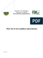 List of FDA Accredited Private-Government Laboratories As of June 2016