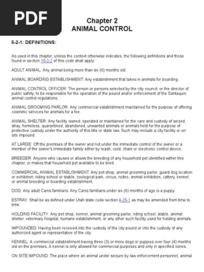 Santaquin City Ordinances — Animal Control 