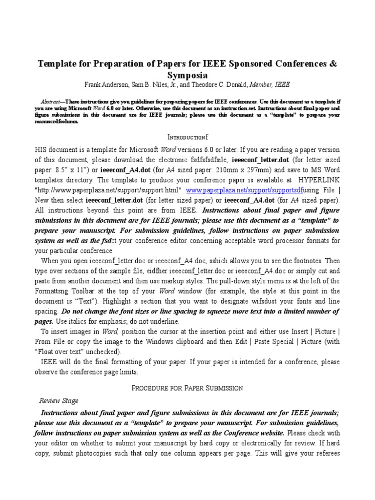 Template For Preparation of Papers For IEEE Sponsored Conferences ...