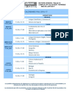 Horario PAU Desglosado. Sitio Examen 2016-17