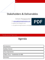Stakeholders & Deliverables: Sriram Rajagopalan