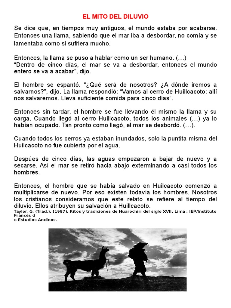 Mito del Diluvio y Huillcacoto | PDF | Mito de la inundación | Religión ...