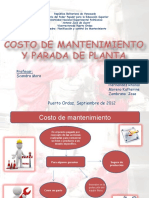 Costo Mantenimiento y Parada Planta