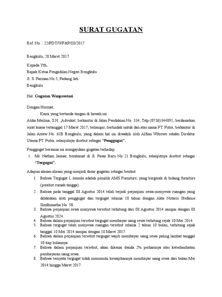 Surat Gugatan Happerdt