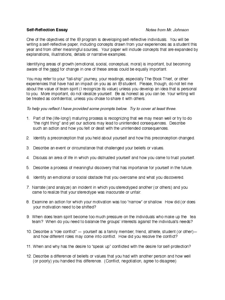 Self-reflection essay about yourself pdf picture